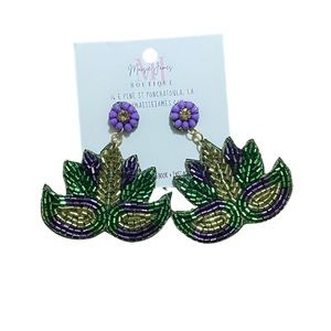 Mardi Gras Mask Beaded Earrings